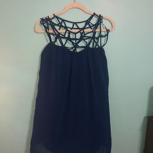 Royal blue netted chiffon dress